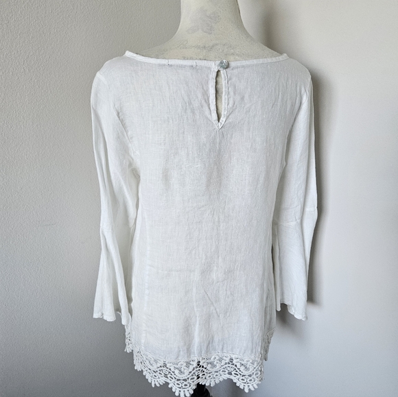 🇮🇪Linen Lungo L'arno  white linen Blouse bell sleeves Size small 🇮🇪 - Picture 10 of 11